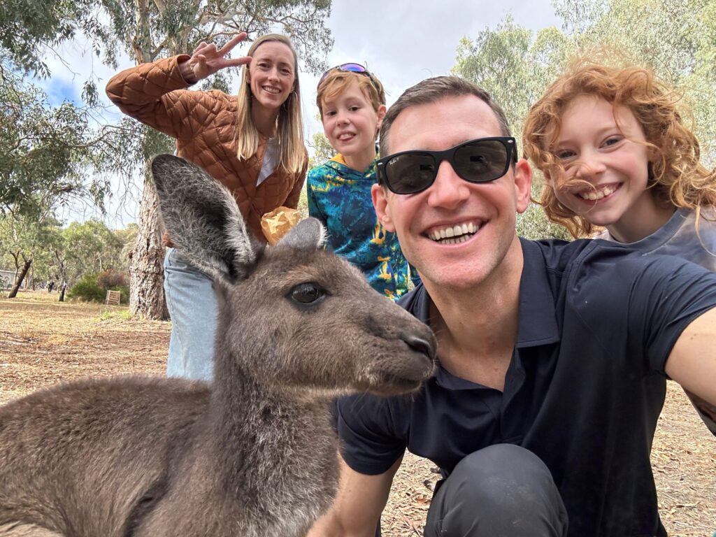 Matt Zeller and his Family and Kangaroo