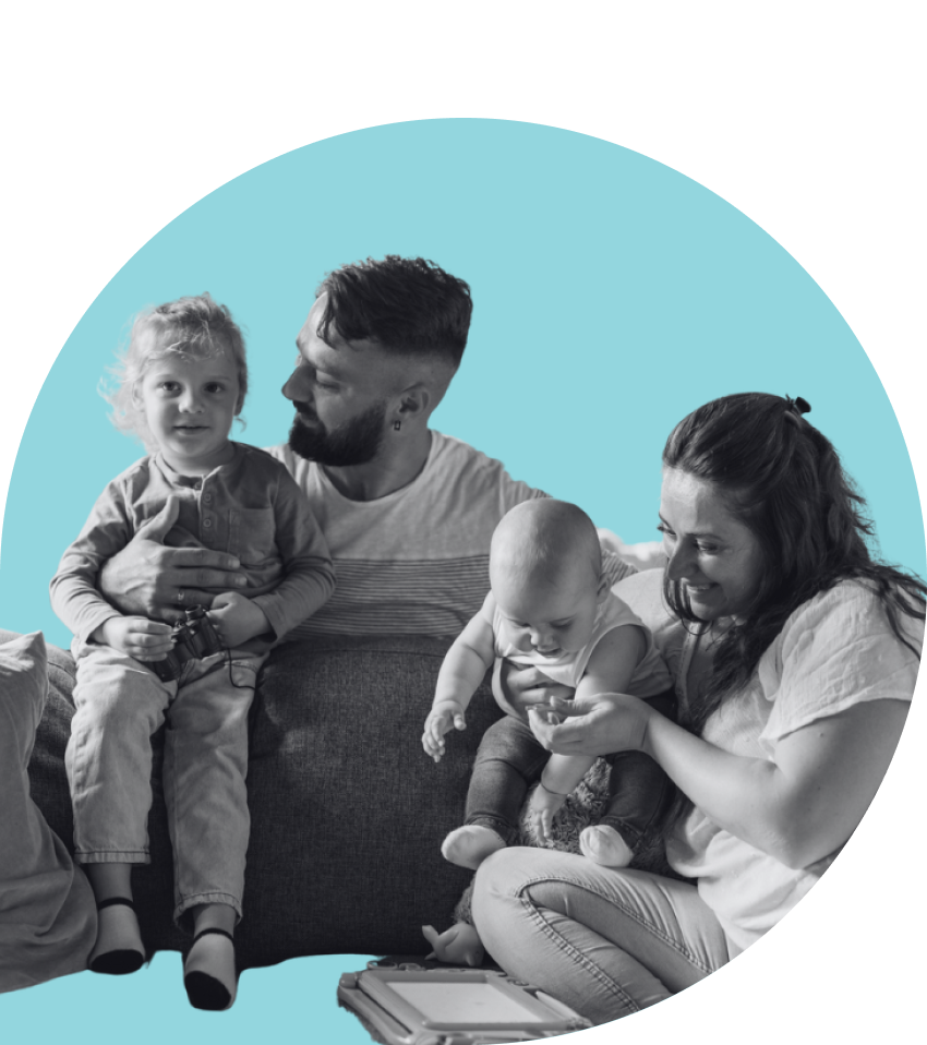 The Future of Work 10 Family with a todler and an infant.